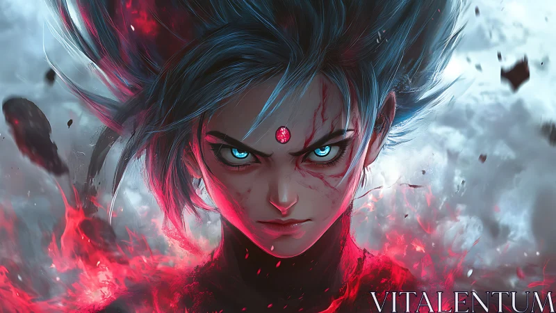 Storm‑eyed ember mage ignites a crimson psionic uprising.