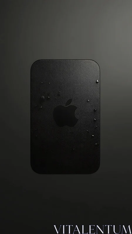 Black Apple device with water droplets on dark background.