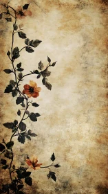 Soft vintage vine of flowers curls along a warm aged wall