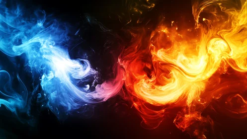 Opposing Fluid Dynamics: Blue Photonic Energy and Orange Thermal Collision