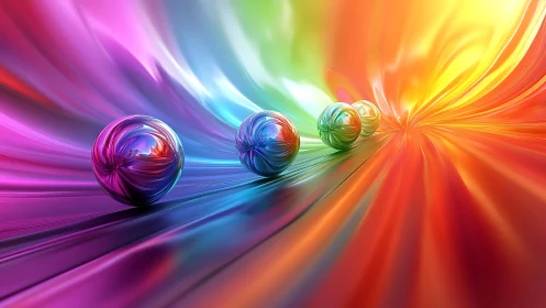 Chromatic glass spheres in radial gradient motion corridor
