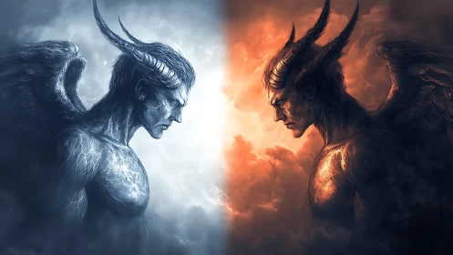 Dual elemental demons confront across luminous central divide