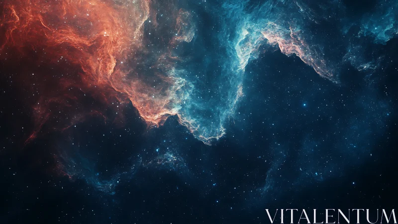 Bipolar emission nebula with teal and red ionized gas filaments