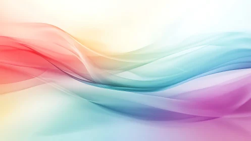 Soft rainbow waves drifting across a gentle pastel sky.