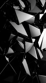 Shattered black chrome shards form dense abstract structure