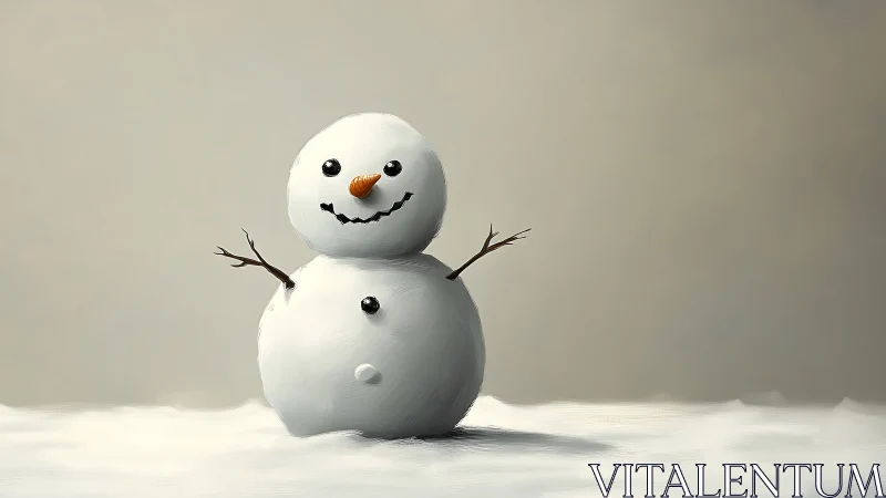 Minimalist snowman figure on plain winter background.