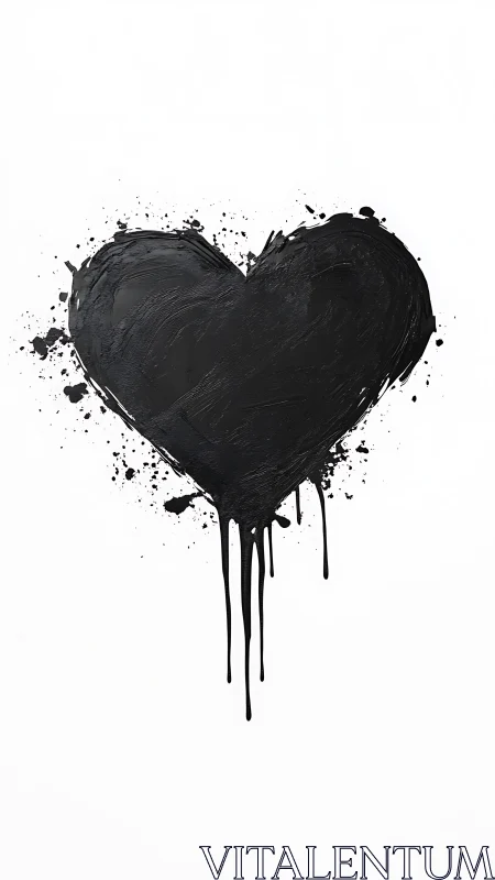 Ebony Heart Bleeds Ink Across Pristine Canvas