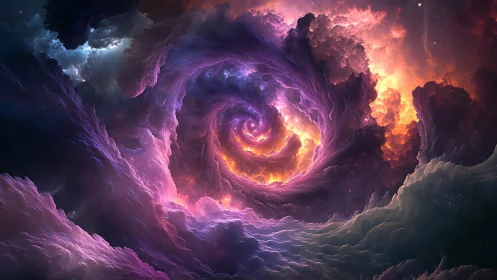 Spiral nebula vortex in luminous cosmic cloud formation.