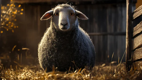 Backlit curly-fleece sheep rendered with cinematic depth of field.