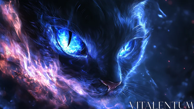 Luminescent Feline: Digital Neon Portal Rendered.