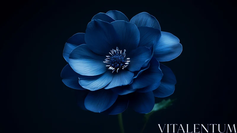 Blue Bloom Against Darkness: Nature's Elegant Flower