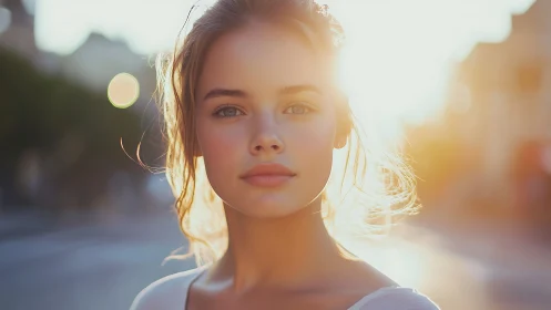 Backlit urban portrait with shallow depth and warm rim lighting