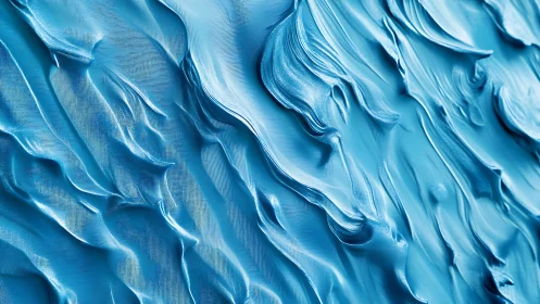 Cerulean impasto waves sculpted in sweeping textured ridges.