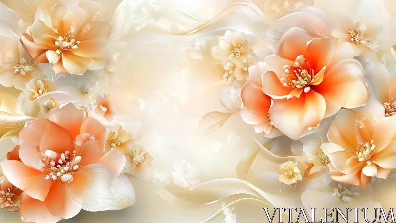 Delicate Blooms in Soft Peach and Cream Hues.