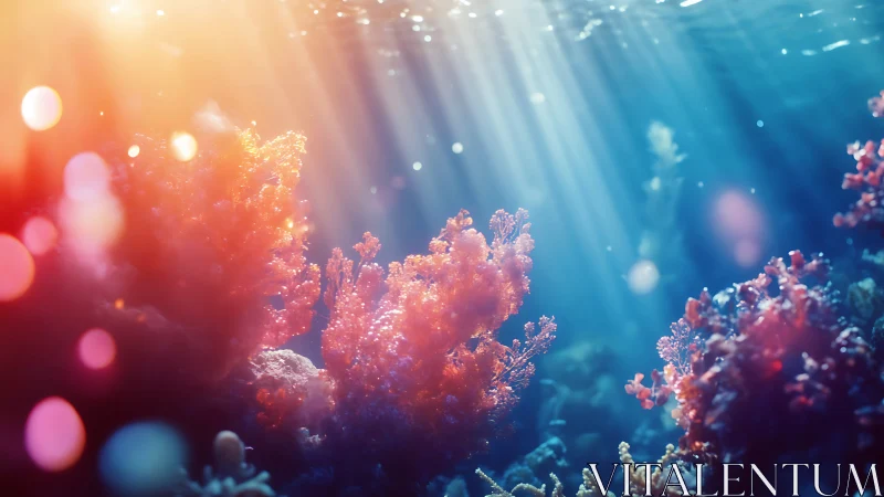 Sunlit coral garden glowing beneath gentle ocean waves.