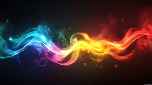 Prismatic energy river curling through a cosmic midnight void.