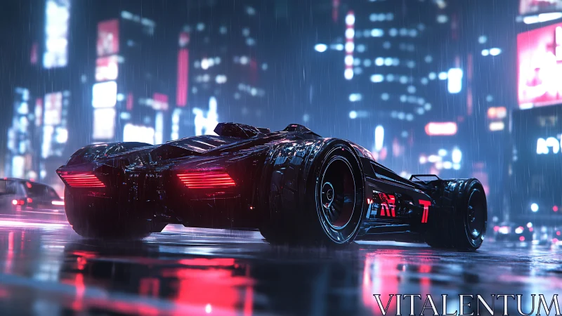 Neon rain prowler car idling under fever-bright city billboards.