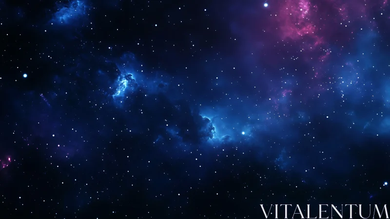 Stellar nebula glows through deep blue violet starfield