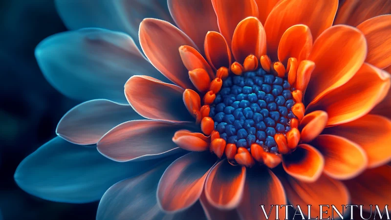 Contrasting Petals: Vibrant Daisy in Bold Orange and Blue.