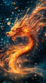 Fiery serpentine dragon rendered in luminous digital detail.