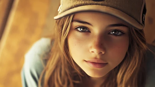 Contemplative Gaze Beneath Caramel Canvas