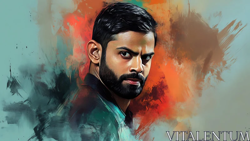 Digital portrait with dynamic bokeh-inspired chromatic turbulence.