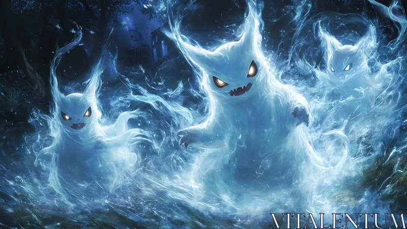 Spectral entities in blue nocturnal forest environment.