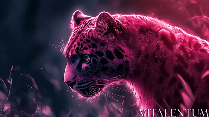 Neon Pink Leopard Portrait in Digital Glow.