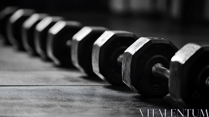 Strong black dumbbells rest in a row, ready for steady effort