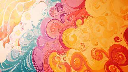 Swirling sunrise currents in candy-toned abstract skies.