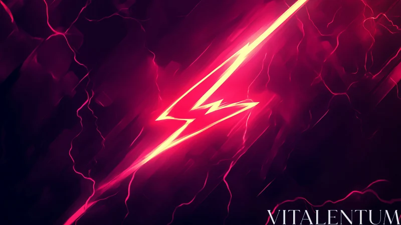 Electric magenta lightning bolt on abstract neon field.