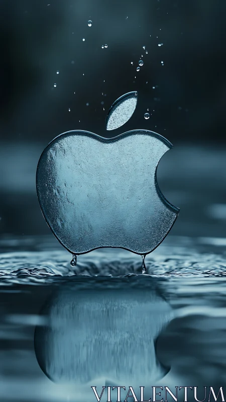 Apple Logo Frozen in Water Droplets.