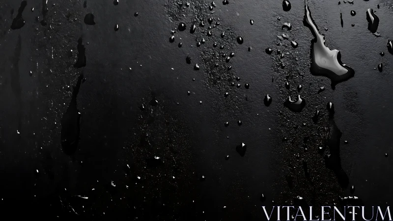 Midnight water droplets scattered on a dark surface.