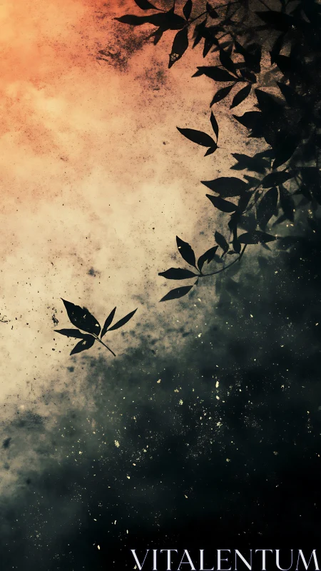 Drifting Ember Leaves on a Dawn to Midnight Sky Veil.