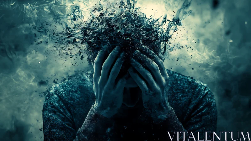 Shattered thoughts erupt in a storm of surreal mind dust.