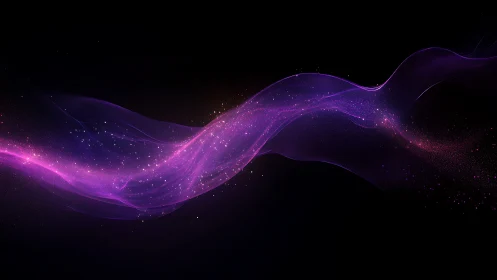 Purple light wave forms a curved diagonal band across black