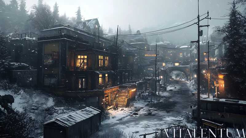 Snow-draped roadside town hums with secret winter warmth