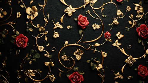 Gilded Roses in Midnight: A Luxury Floral Dance