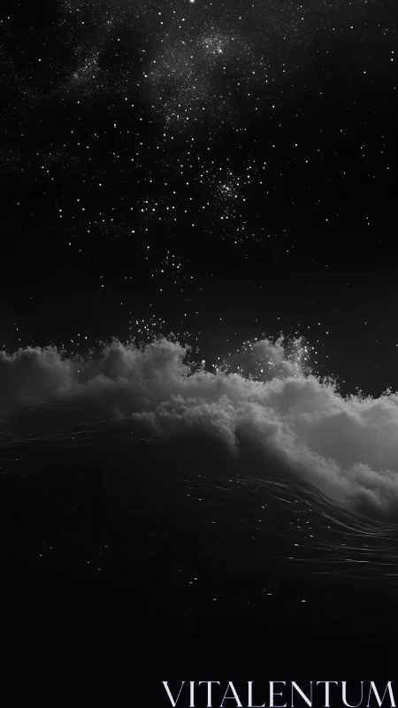 Starlit tides quietly erase the horizon between sea and sky