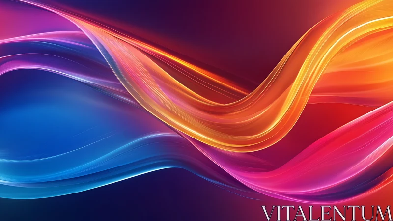 Flowing neon ribbons sweep across a vivid gradient field.