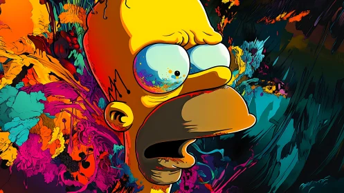 Psychedelic cartoon meltdown in a neon color explosion storm.