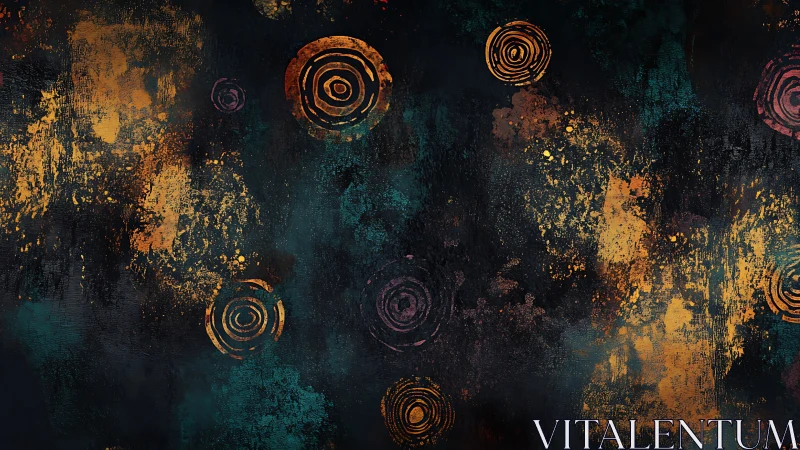 Warm cosmic spirals drifting through deep midnight color.