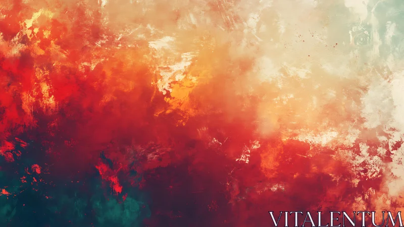 Abstract fiery gradient painting in vivid red and warm cream tones.