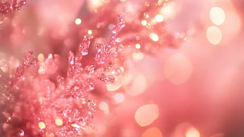 Macro crystalline pink bokeh captures luminous abstract flora
