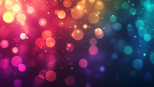 Vibrant multicolor bokeh orbs over deep gradient field.