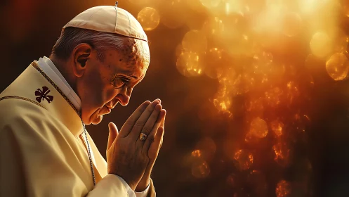 Golden quiet moment of prayer in warm evening light.