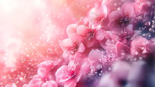 Soft-Focus Floral Composition with Luminous Pink Botanicals.