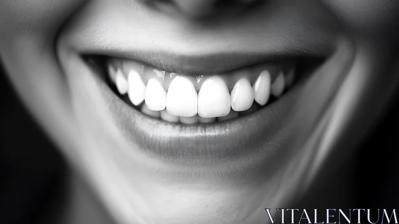 Bright closeup smile radiates warmth in monochrome focus