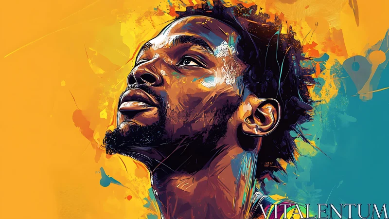 Dynamic vector portrait of athlete in saturated complementary color field