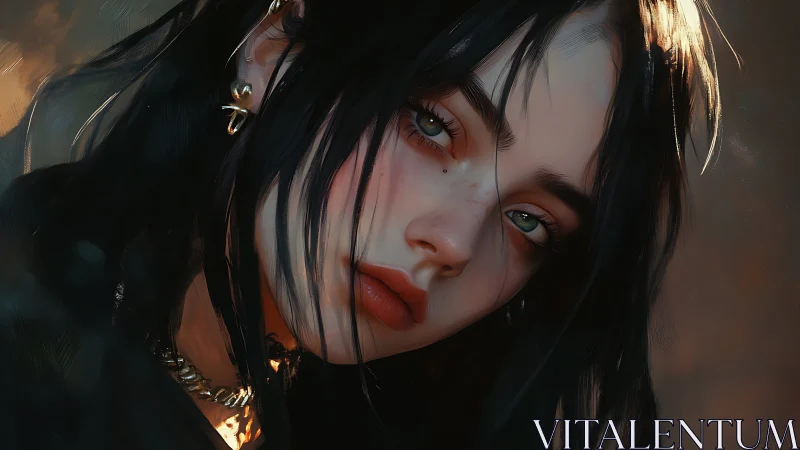 Close portrait focuses on digitally rendered female face